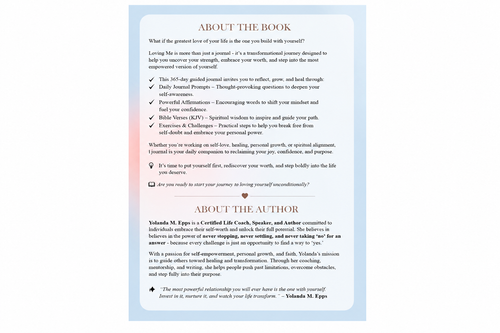 Loving Me A Journey of Transformation, Empowerment and Self Love book and Workbook Bundle